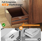 VINGLI Fluted Walnut Dresser 9 Drawer, Dark Wood Dresser Brown - Image 5