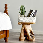 WELLAND Natural Cedar Stump Stool, Live Edge Side Table, Plant Stand, Small - Image 7