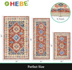 HEBE Boho Kitchen Rugs Set of 3, Non Slip Washable Kitchen Mats - Image 2