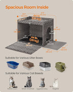 Feandrea Cat Litter Box Enclosure, Handwoven Rattan Hidden Litter Box Furniture - Image 6