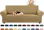 Stretch Couch Covers for Sofa, 3 Cushion Couch Slipcover, Tan | 1-Piece by KEKUOU