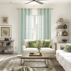 YoungsTex 95 Inch Long Sage Linen Curtains - Image 2