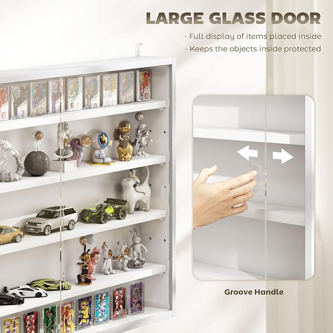 HOMCOM 5-Tier Display Cabinet, Glass Door Cabinet - Image 5