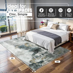 6x9 Area Rugs for Living Room Washable Bedroom Dining Room Black Gold | Modern - Image 2