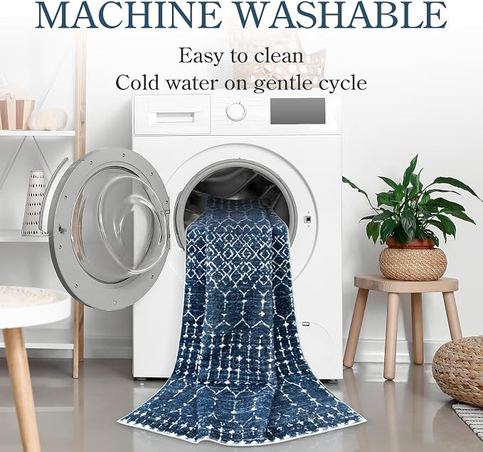 Lahome Moroccan Runner Rugs for Hallway 2x4 Bathroom Rugs Non-Slip Small Throw - Image 4