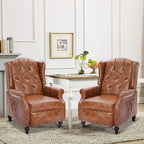 Wingback Recliner Chair with Massage and Heat Tufted PU Leather Push Back by Consofa