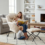 Welnow Lazy Chair with Ottoman, Modern Reading Accent Chair with Armrests and a - Image 2