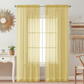 2 Pack: Basic Mustard Yellow Sheer Curtain 84 Inches Long by OVZME