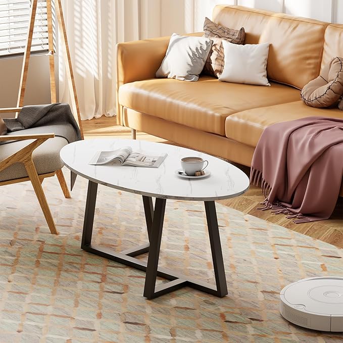 Wolawu Coffee Table Small Oval Table, Modern Center Tea Tables - Image 4