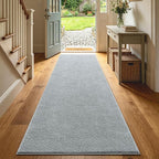 2x8 Light Grey Solid Runner Rug Washable Non-Slip - Image 2