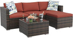 5-Piece Outdoor Sectional Sofa Set, All-Weather PE Rattan Patio Furniture - Image 9