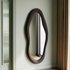 Honyee 55" x 24" Wavy Mirror, Flannel Wrapped Wooden Frame, Irregular Hanging by Honyee