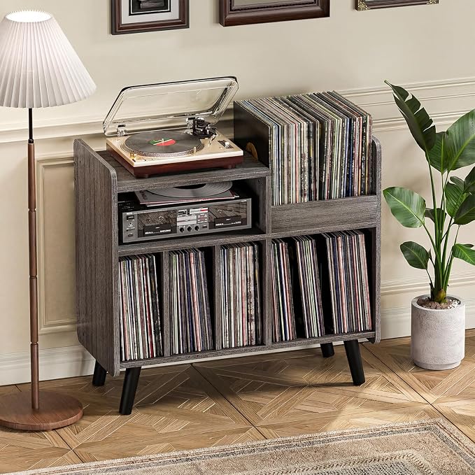 Record Player Stand, Large Record Player Table Cabinet - Image 8