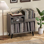 Record Player Stand, Large Record Player Table Cabinet - Image 8