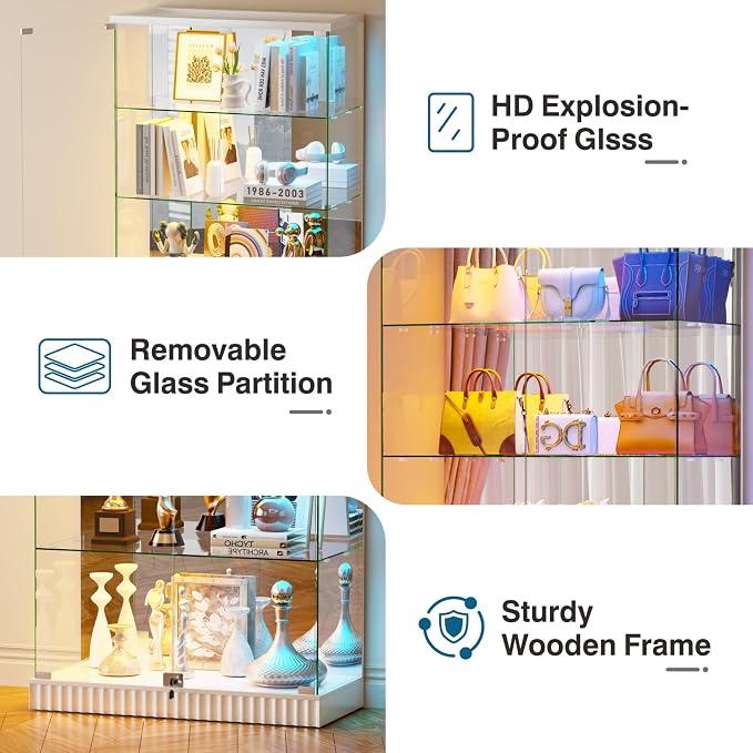 HNEBC 5 Tier Glass Display Cabinet, 66.9" Curio Cabinet - Image 9