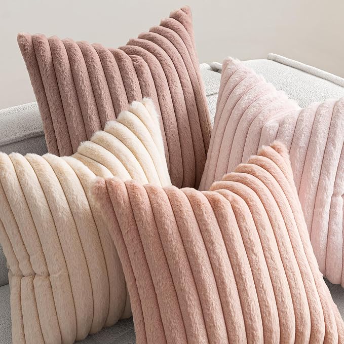 MIULEE Faux Fur Plush Decorative Throw Pillow Covers 18x18, Soft Cute Romantic - Image 6