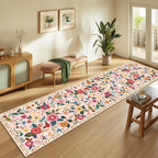 Floral Washable 2x8 Area Rugs Runner Entryway Hallway Pink | Flower Carpet - Image 2