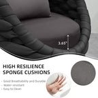 TWT 3 Pieces Aluminum Patio Furniture Set, Hand Woven Polyester Rope Modern - Image 6