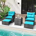 Tangkula 5 Pieces Patio Conversation Set, PE Wicker Rattan Outdoor Furniture Set - Image 2