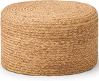 Handwoven Seagrass Ottoman Stool — Natural Round Footstool, Eco‑Friendly Accent by Unknown