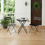 GarveeLife 3 Piece Patio Bistro Set, Folding Patio Bistro Table and Chairs Set - Image 7