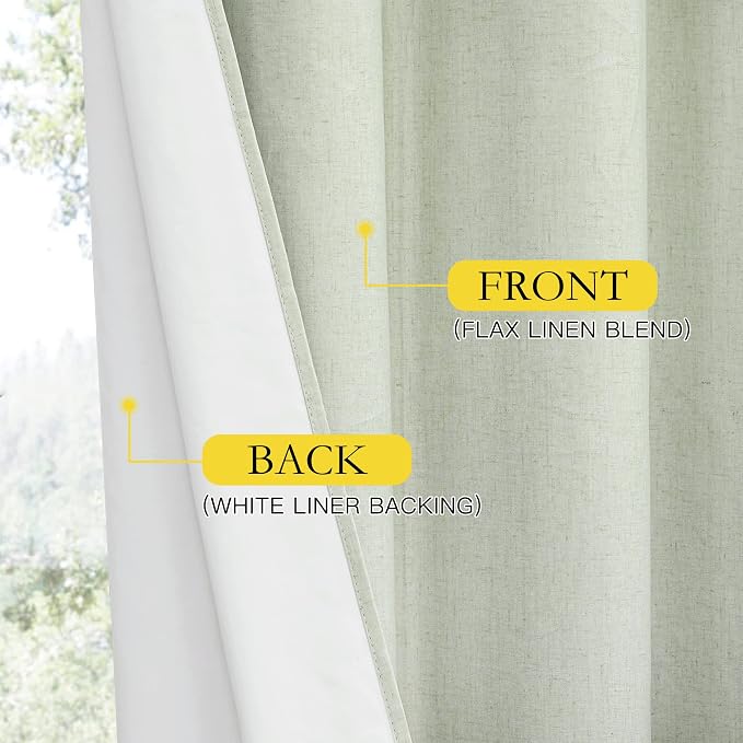 NICETOWN Sage Green Linen Blackout Curtains - Image 5