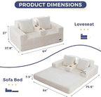 MAXYOYO Loveseat Sofa Bed, Striped Faux Fur Foldable Floor Sofa Couch in A Box - Image 3
