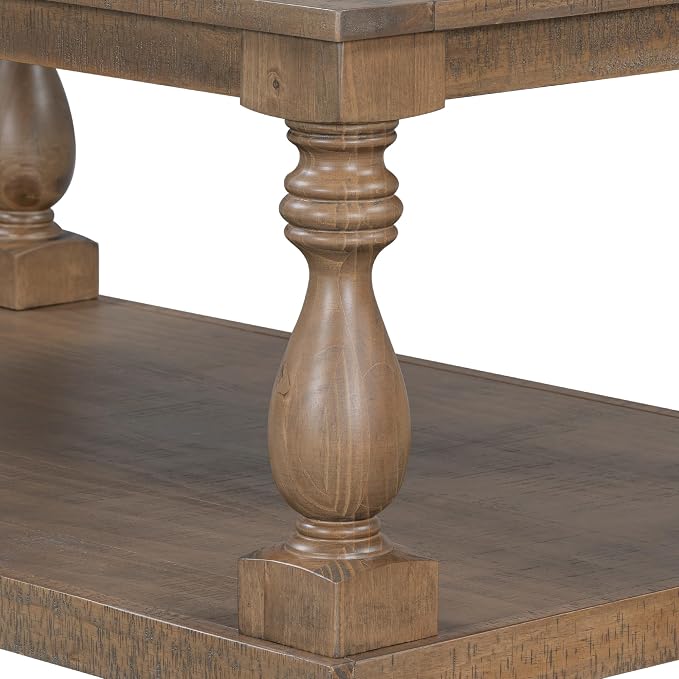 Merax Vintage Coffee Table Featuring Artistic Vase Column Legs and Luxurious - Image 4