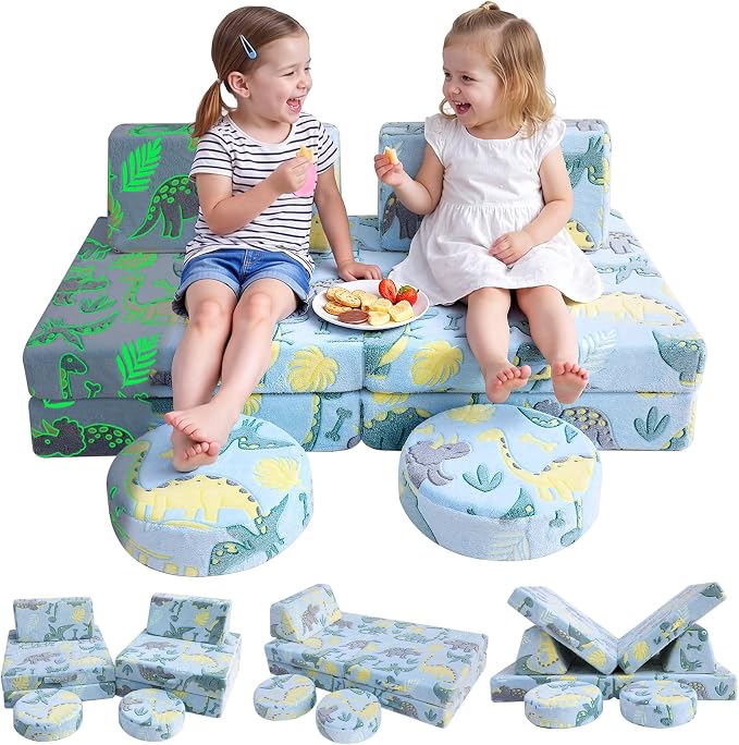 MeMoreCool Toddler Couch, 8-Piece Modular Kids Play Couch by MeMoreCool