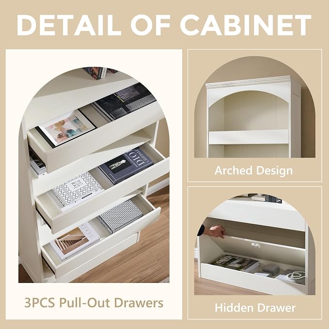 IFGET 76" Tall Arched Bookcase - Image 4