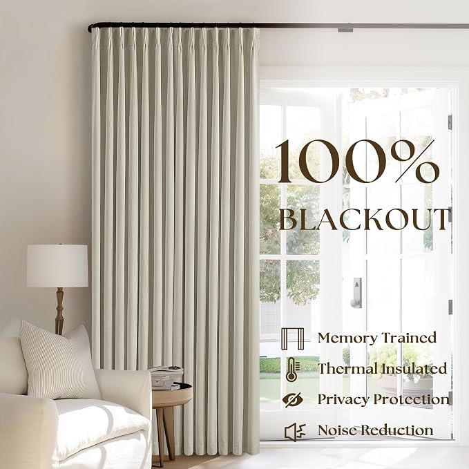Oatmeal Beige Linen Blackout 92 Inch Curtains - Image 6