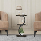 JUSTOGO Small Round Side Table, 3-Tier End Table - Image 9