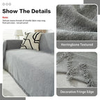 DREAMINGO Modern Minimalism Light Grey Couch Cover Sectional Sofa Covers - Image 3