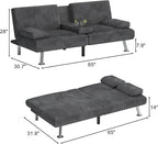 Shahoo Modern Upholstered Convertible Folding Futon Sofa Bed - Image 2