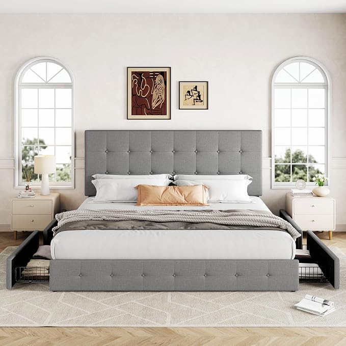 Allewie Upholstered King Size Platform Bed Frame - Image 3