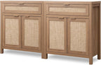 SICOTAS Sideboard Buffet Cabinet Set of 2, Rattan Credenza Storage Cabinet by SICOTAS