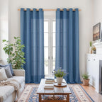 YoungsTex Navy Blue Linen Curtains 95 Inch Length - Image 2