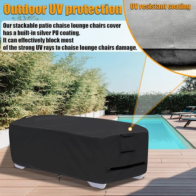 Outdoor Lounge Chair Covers for 4-6 Stackable Patio Chaise Lounge Chairs - Image 3