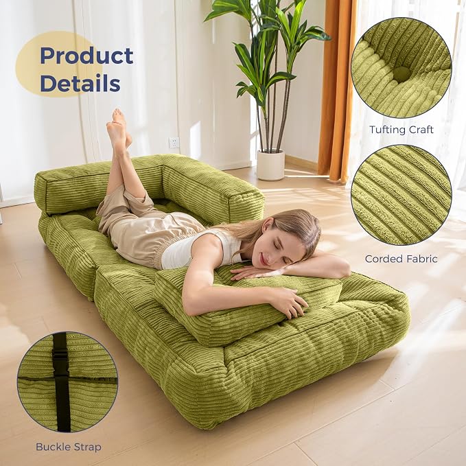 MAXYOYO Folding Sofa Bed, L-Shaped Convertible Sofa - Image 6