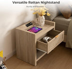 SICOTAS Rattan Nightstands Set of 2 Bedside Table - Image 7
