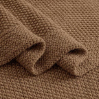 CozeCube Caramel Brown Seed Stitch Throw Blanket 60"x80", Farmhouse Decor | - Image 7