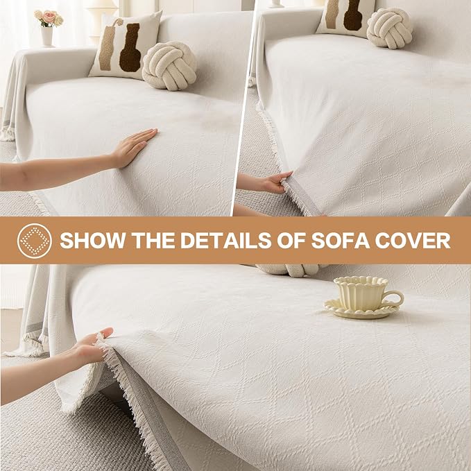 DREAMINGO Modern Chenille Couch Cover Blanket Washable Sofa Covers - Image 4