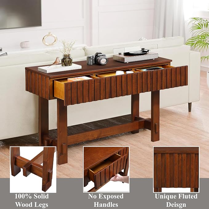 52" Wood Console Table for Entryway, Modern Sofa Table - Image 4