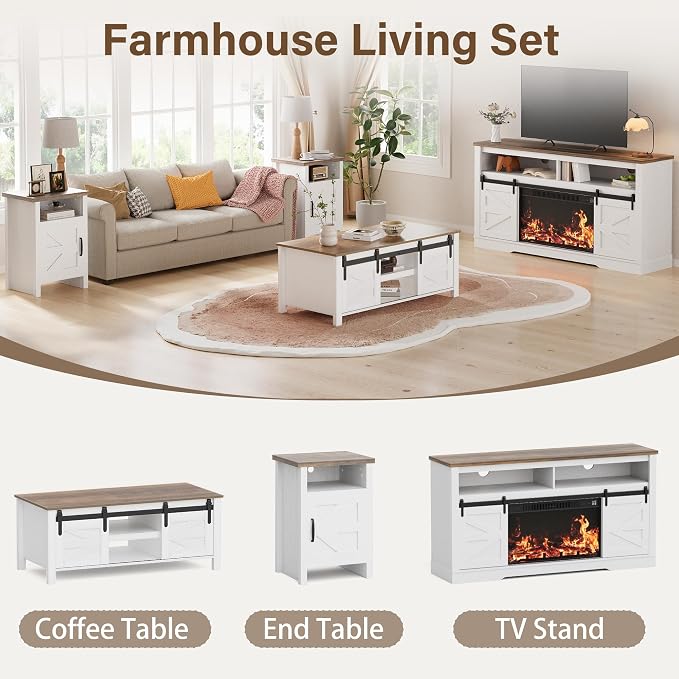 JUMMICO Farmhouse Nightstand, Modern Bedside Table - Image 6