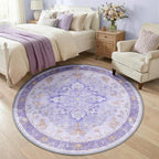 RELEANY Washable Area Rug, Round 5ft, Water Repellent, Pet Friendly, Vintage - Image 2