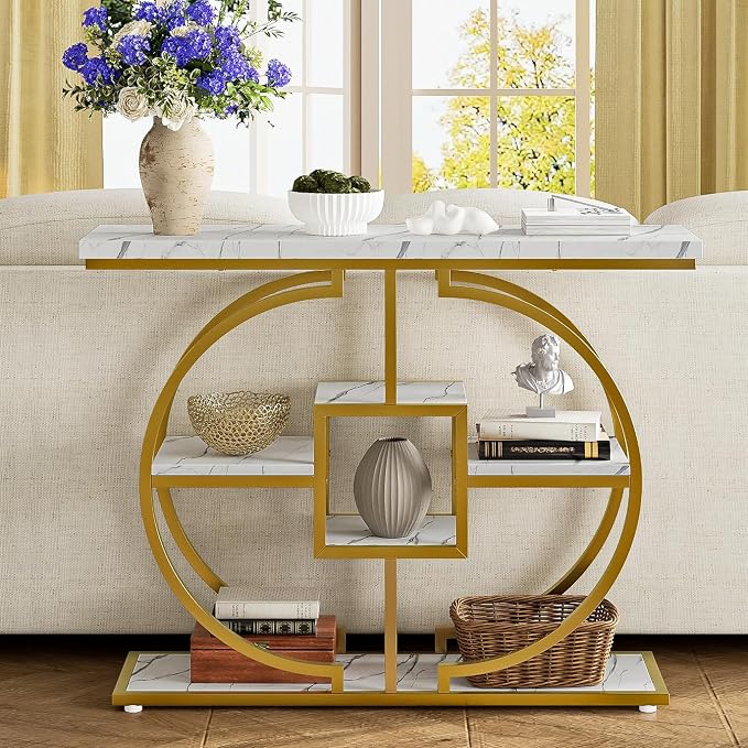 GiftGo Narrow Console Table for Entryway Industrial 4-Tier Sofa Table Behind - Image 3