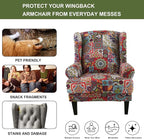 HAOYONG Wing Chair Slipcovers Elastic Boho Printed Wingback Chair Covers 2 - Image 5