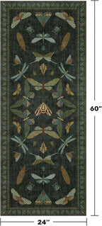 Dark Green Insect 2x5 Bathroom Runner Rug - Image 2