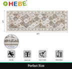 HEBE Hallway Runner Rug 2'x6', Washable Non Slip Kitchen Rug Runner | Soft Boho - Image 2