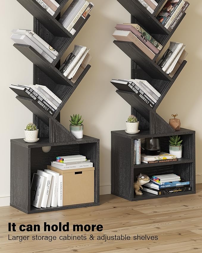 SUNMORY 6 Tier Tree Bookshelf, Small Bookcase - Image 4